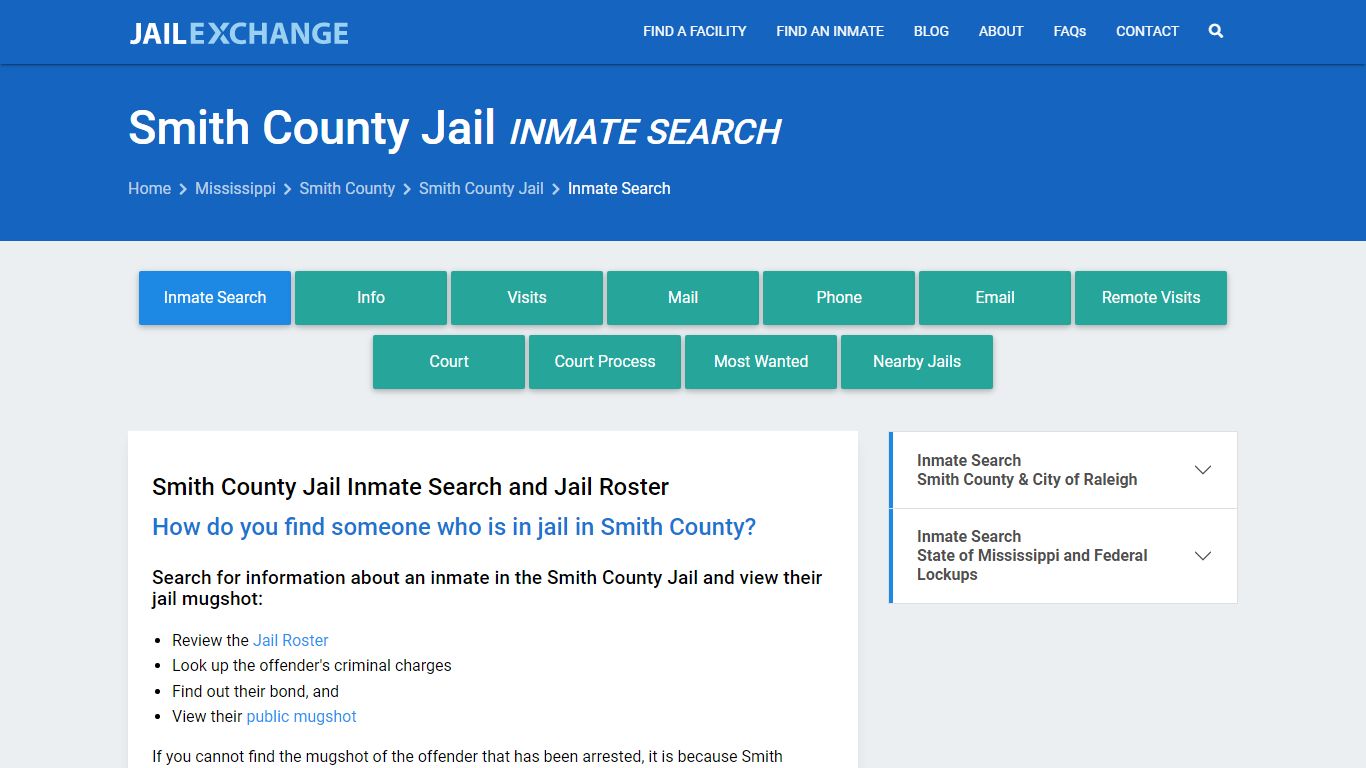 Inmate Search: Roster & Mugshots - Smith County Jail, MS