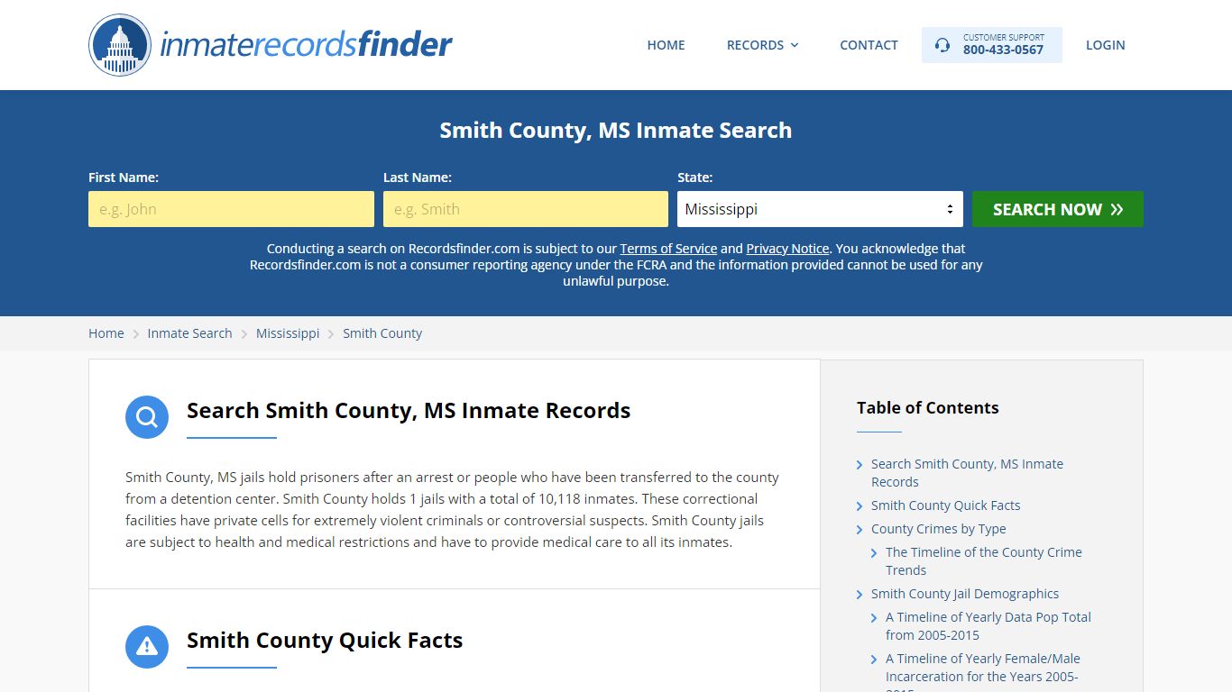 Smith County, MS Inmate Lookup & Jail Records Online